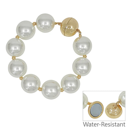 Pearl Magnetic Bracelet- Gold Clasp