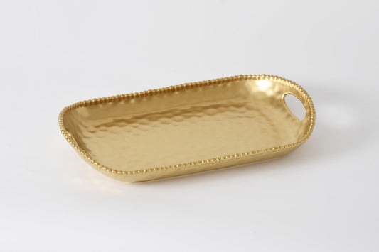Gold Rectangular Tray with handles