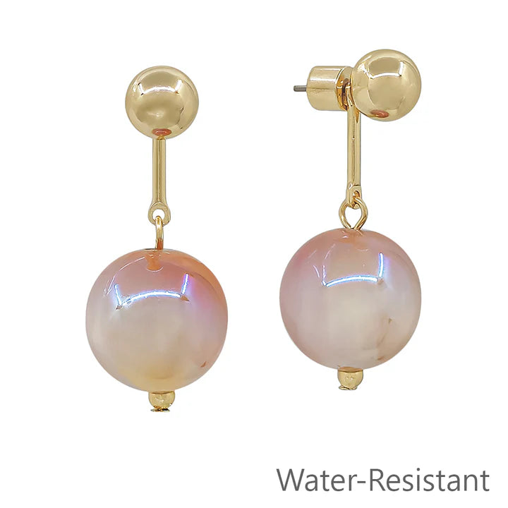 Water Resistant Champagne 16mm w/Gold Bar Earrings