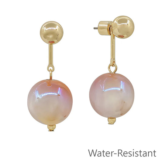 Water Resistant Champagne 16mm w/Gold Bar Earrings