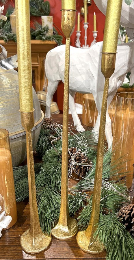Gold Taper Candle Holder Set of 3