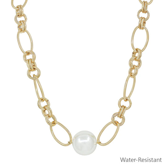 Gold Open Chain with 22mm Pearl Bead
