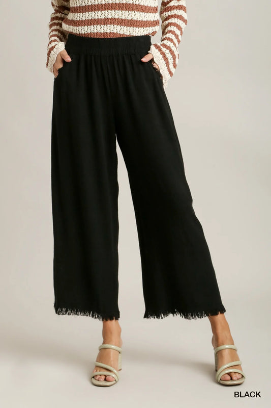 Black Wide Leg Linen Pants