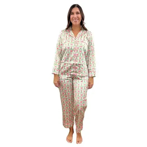 Pink Christmas Cheer Long Sleeve Satin Pajamas