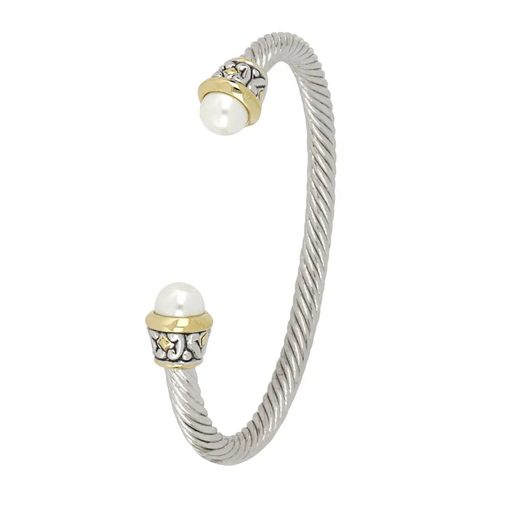 Ocean Images Collection - Thin Pearl Wire Cuff Bracelet