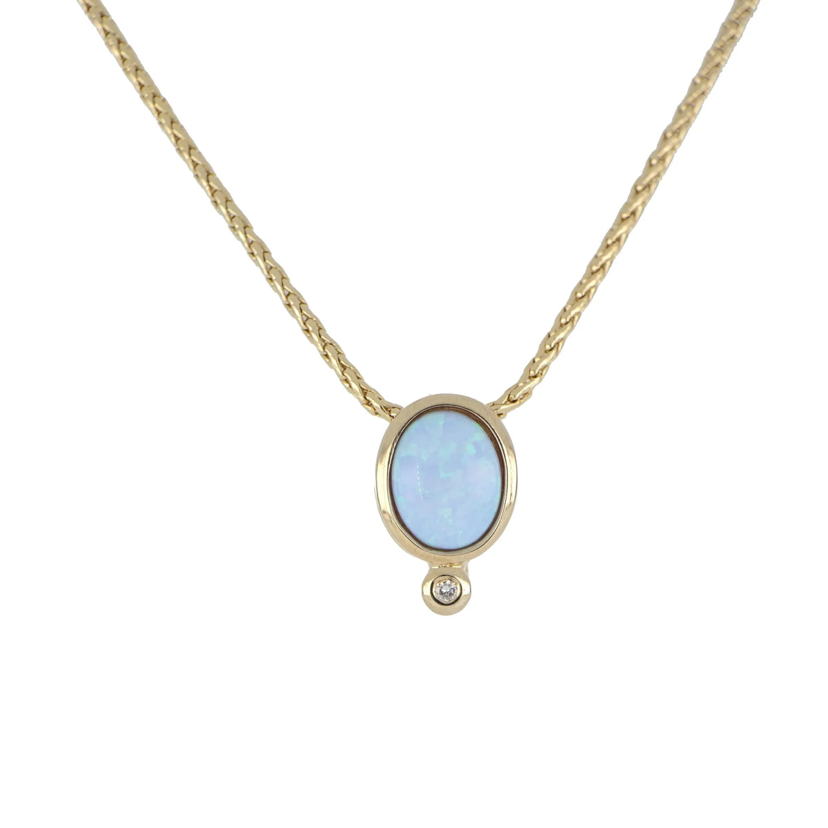 Opalas do Mar Collection - Blue Oval Opal Pendant on 16-18” Chain
