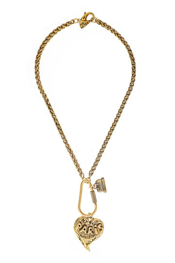 Paris Heart 18k Gold Overlay Necklace