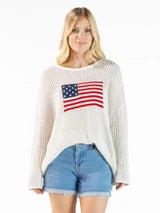 Simply Southern Crochet Knit America Flag Sweater