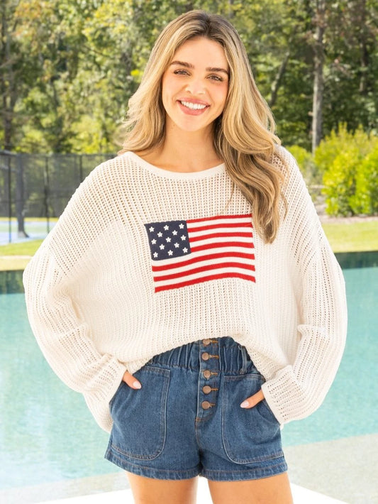 Simply Southern Crochet Knit America Flag Sweater