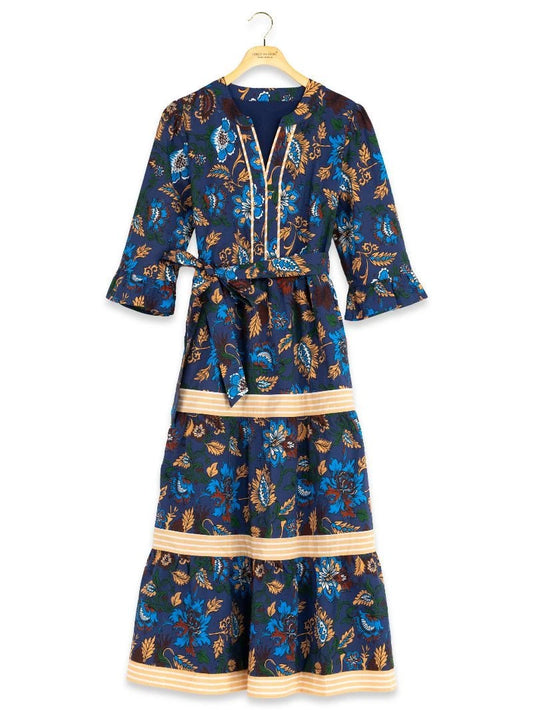 Navy Holly Floral Midi Dress