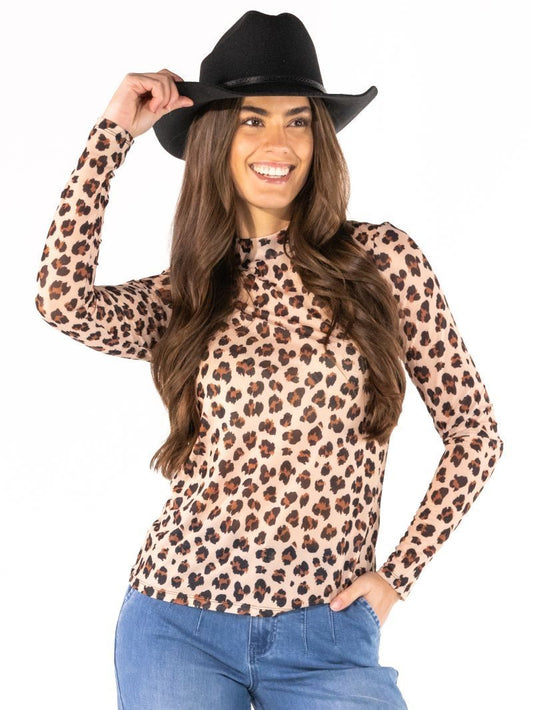 Simply Southern Long Sleeve Leopard Mesh Top