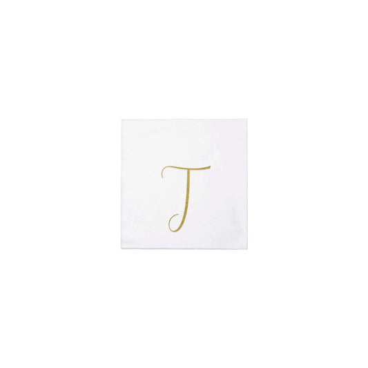 Papersoft Napkins Gold Monogram Cocktail  Pack of 20