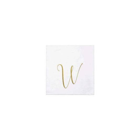 Papersoft Napkins Gold Monogram Cocktail  Pack of 20