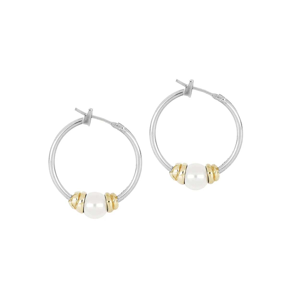 Pérola Collection - Small Two-Tone Hoop Earrings