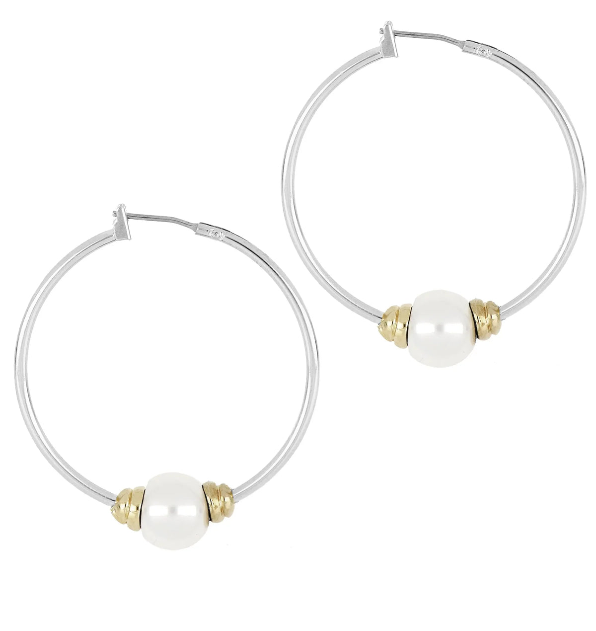 Pérola Collection - Large Two-Tone Hoop Earrings