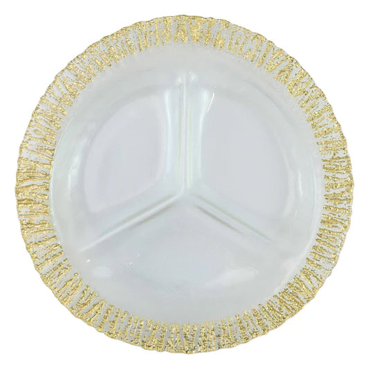 Vietri Rufolo Glass/Gold Three-part server