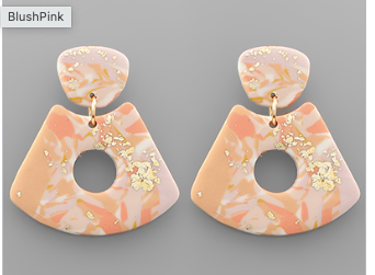 Blush Pink & Gold Resin Drop Earrings