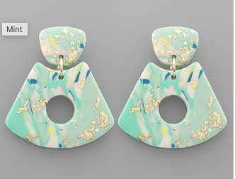 Mint & Gold Resin Drop Earrings