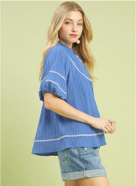 Blue Textured Top