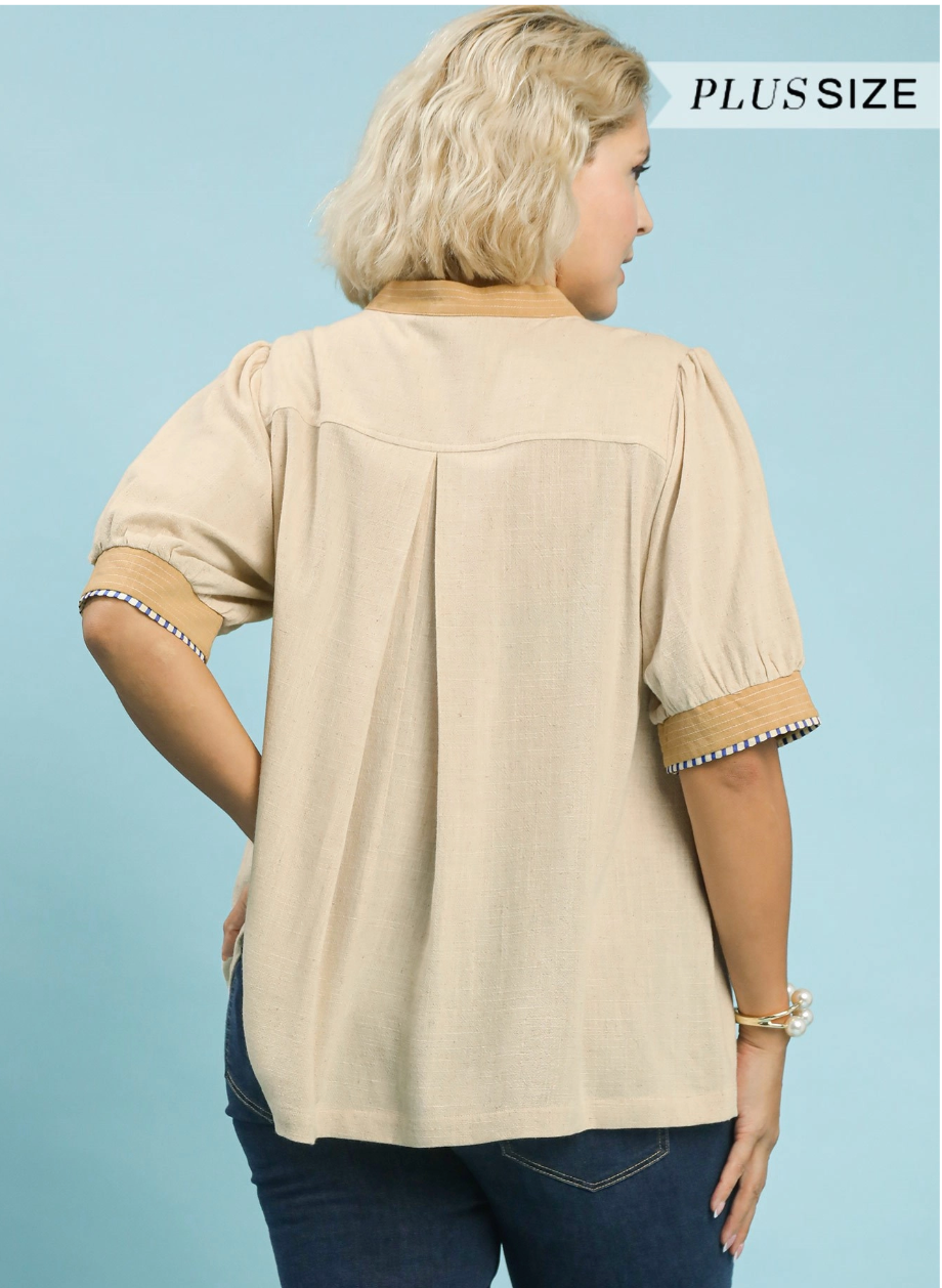 Cream and Beige Contrast Blouse