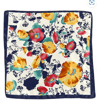 Cream and Navy Square Scarf