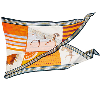 Orange and Navy Horse Diamond Scarf