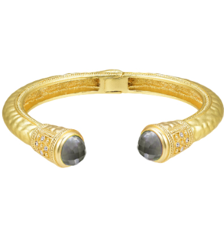 Gold Cuff Bracelet with Olive Stones