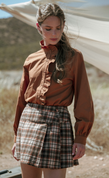 Bolden Rust Ruffled Collared Blouse