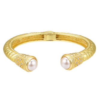Gold Cuff Bracelet with Pearl Stones