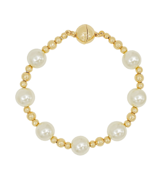 Magnetic Pearl and Gold Bead Bracelet