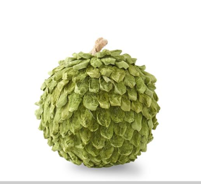 4.25 inch Green Petal Leaf Ball Ornament