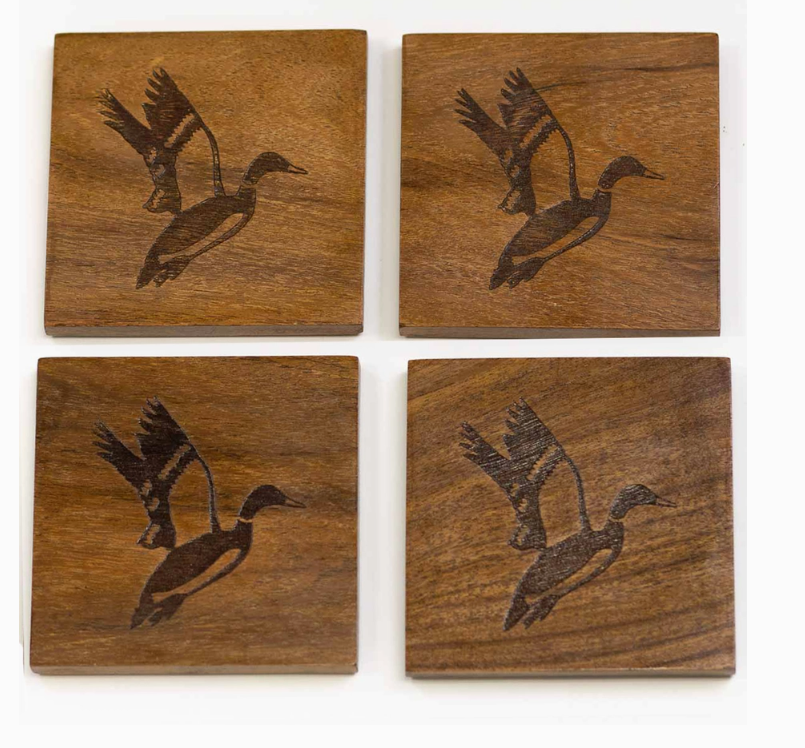 Wooden Duck Coaster Set