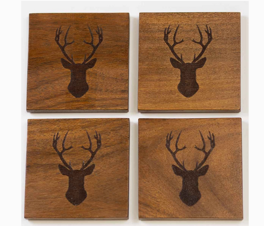 Wooden Deer Coaster Set
