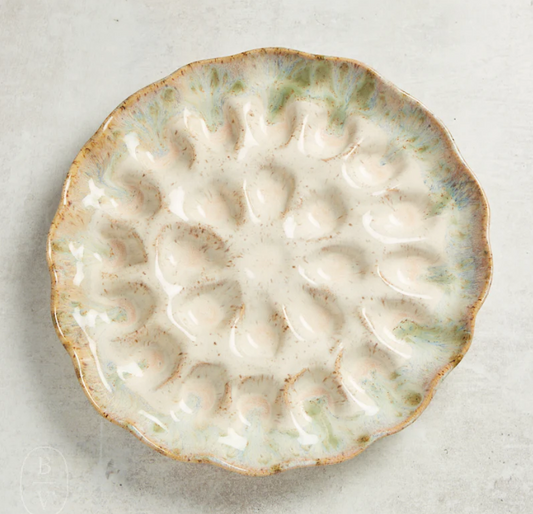 Pottery Egg Platter- Botanical