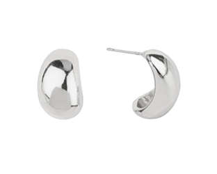 Small Silver Oval Hoop Earring