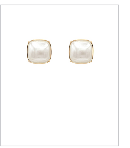 Pearl Square Stud Earrings