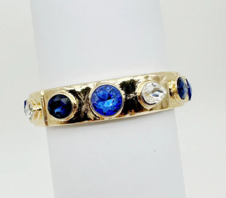 Blue and Clear Crystal Gold Bracelets