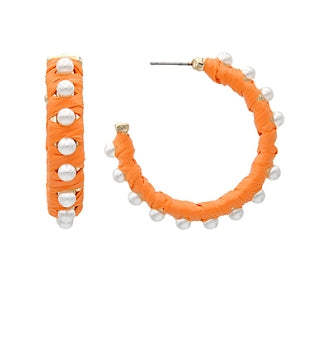 Wrapped Raffia & Pearl Hoop