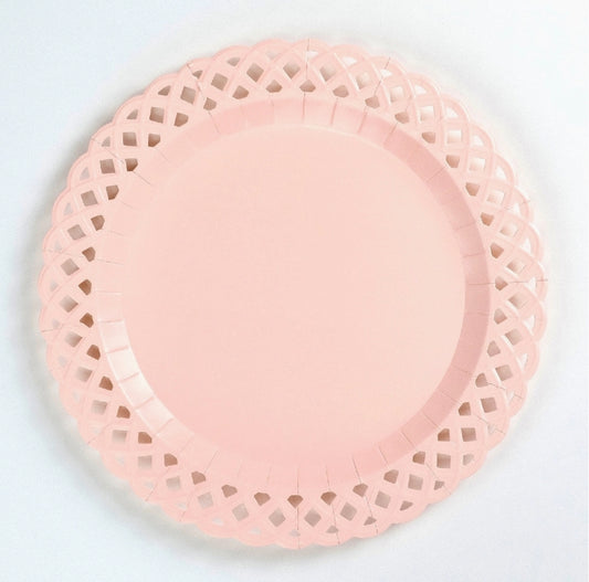 Pink Basketweave Dinner Paper Plates