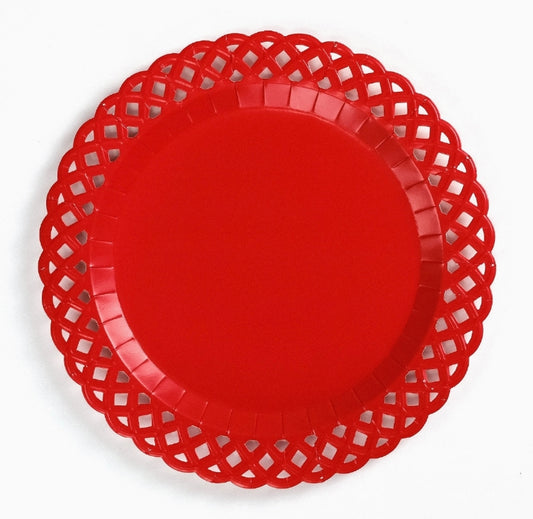 Red Basketweave Dinner Plates