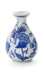 Medium Blue & White Floral Chinoiserie Vase