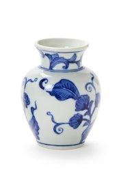 Small Blue & White Floral Chinoiserie Vase