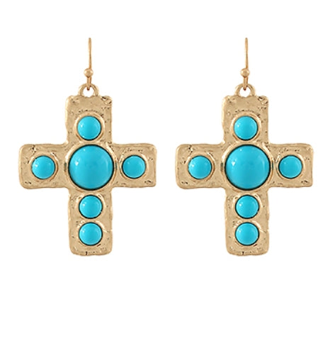 Turquoise Cross Earrings