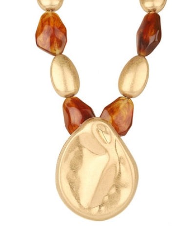 Tortoise and Gold Statement Necklace
