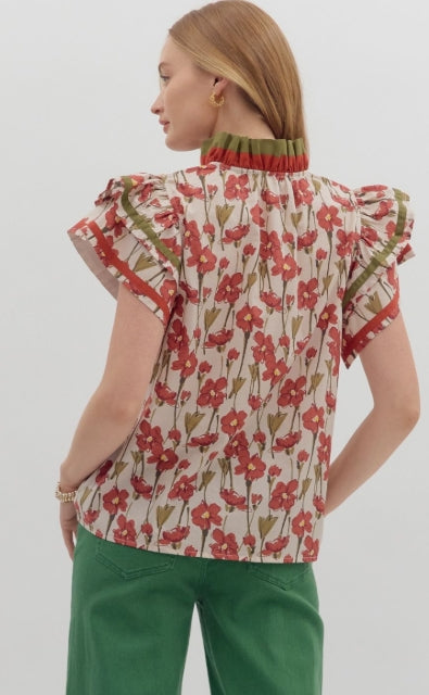 Poppy Floral V-Neck Top