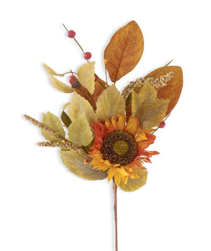 18 inch Sunflower Pick with Mini Pumpkins
