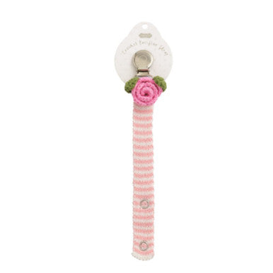 Pink Rose Crochet Pacifier Strap