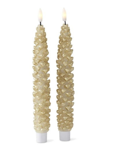 Gold Wax LED Pinecone Taper Candles