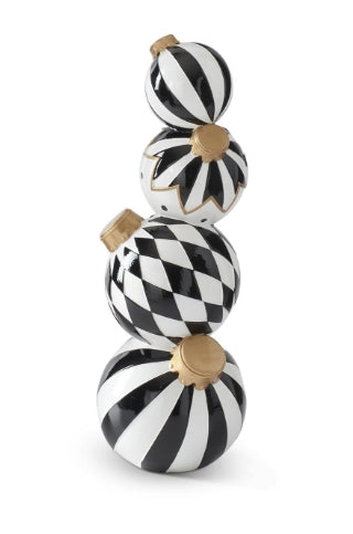 15.75 Inch Black White & Gold Resin 4 Stacked Ornaments