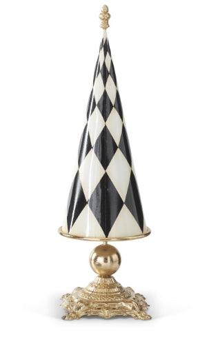 22" Black & White Harlequin Check Metal Christmas Tree